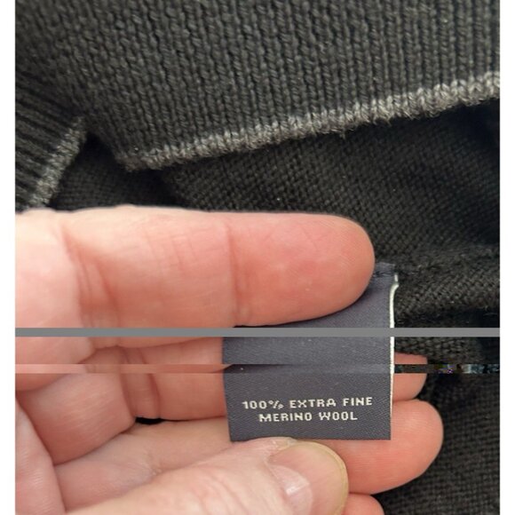 Hart Schaffner Marx Sweater Mens M Black Gray 1/4 Zip Extra Fine Merino Wool - Picture 5 of 8